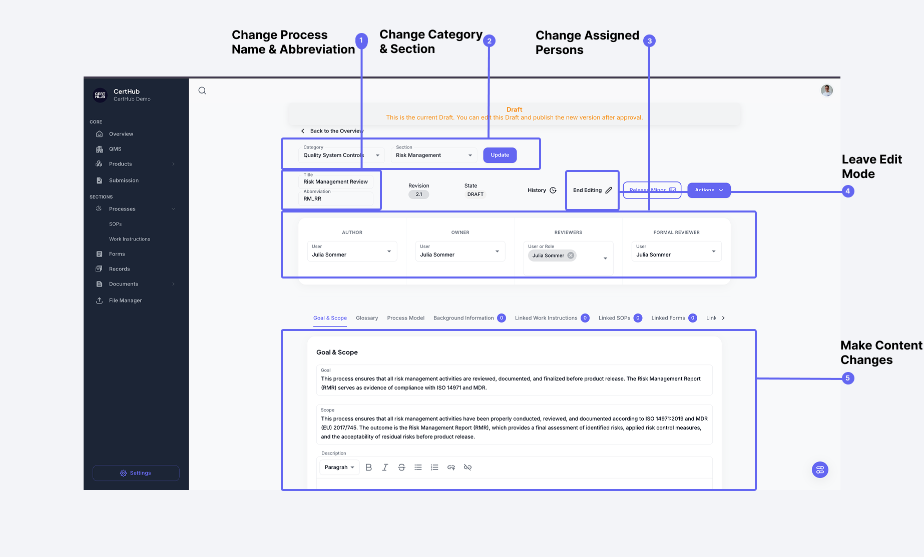 Process Draft Edit Mode